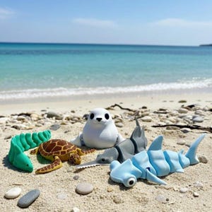 Juego de juguetes articulados de animales marinos impresos en 3D: Fidget Critters