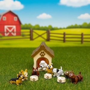 3D Gedruckte Mini Gelenkhund Figuren und Hundehaus | Fidget Spielzeug Spielset