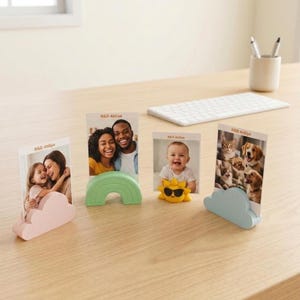 Cute Cloud Photo Holder | Rainbow & Sun Polaroid Stand | Kawaii Memo Holder | Desk Decor Gift