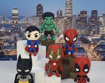 3D Printed Super Characters Figurines | Desk Pals | Action Figurines | 6 pcs