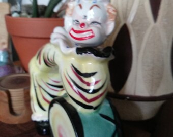 Vintage Ceramic Liquor Decanter 1940s Clown Tilso Japan