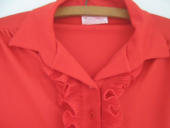Vintage Red Blouse Ruffle - image 1