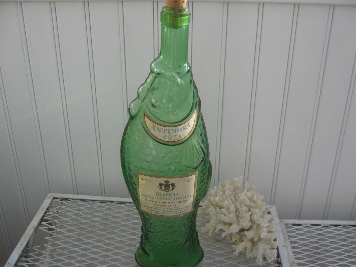 Vintage Green Fish Wine Bottle Italy Etsy