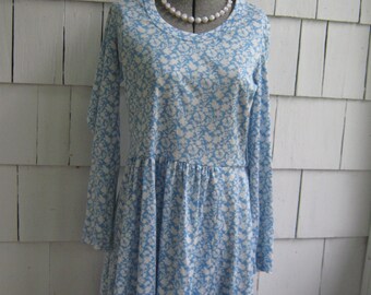 Vintage Blue Print Dress Matti of Lynne