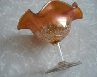 Vintage Carnival Glass Orange Compote Candy Dish