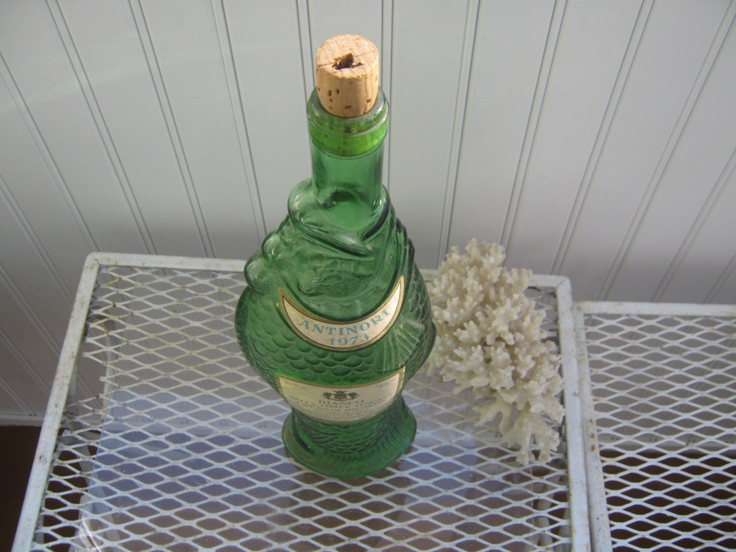 Vintage Green Fish Wine Bottle Italy Etsy