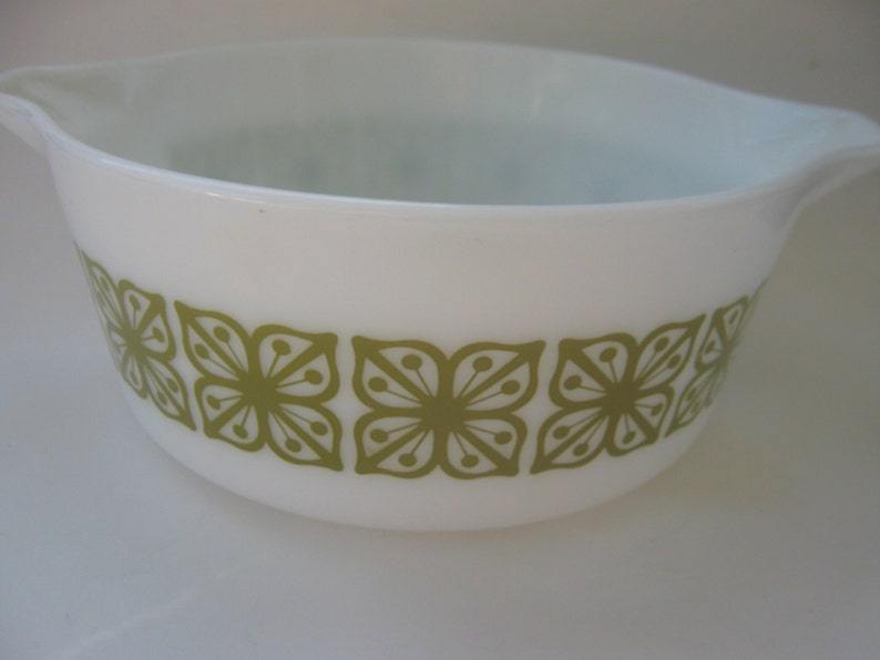 Vintage Pyrex Bowl Square Flower Verde Green Pattern 2.5 qt. Etsy