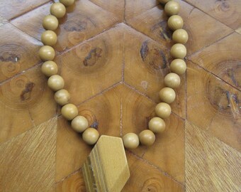 Vintage Boho Necklace Wooden Bead