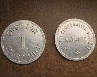 Vintage Token Coin Quart of Milk