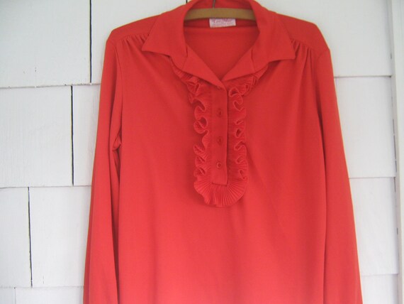 Vintage Red Blouse Ruffle - image 2