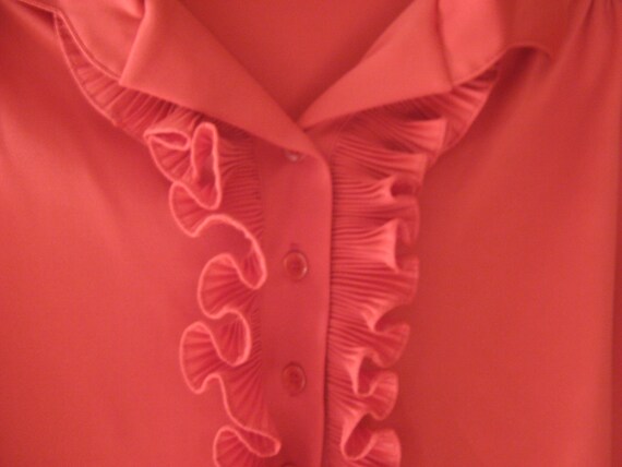 Vintage Red Blouse Ruffle - image 4