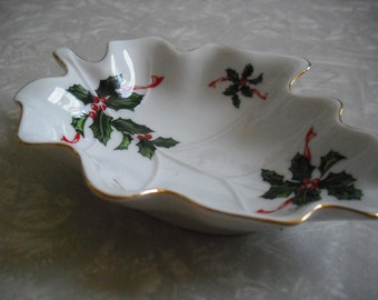 Vintage Dish Christmas Lefton Holly Candy
