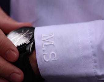 Personalized Groomsmen Shirt – Embroidered Collar & Cuff, Groom Wedding Gift