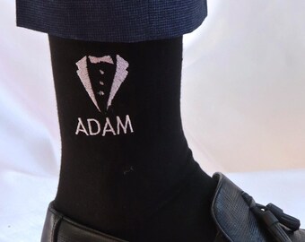 Embroidered Groom Socks, Personalized Wedding Party Gift, Groomsmen Gift, Page Boy