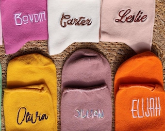 Custom Name Socks, Personalized Sock, Embroidered Name Crew Socks, Birthday Gift, Gift for Him, Team Socks, Personalized Unique Gift