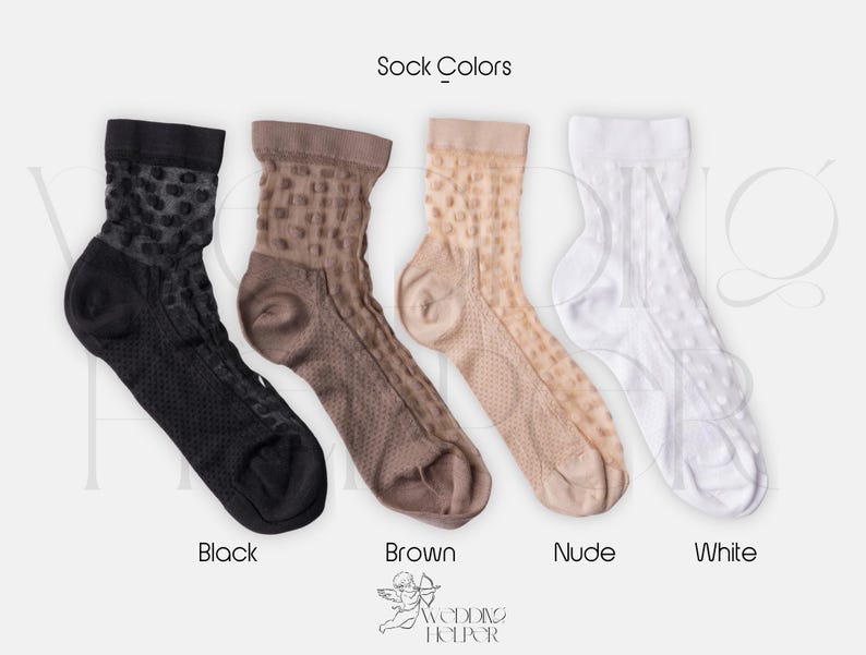 Embroidered Bride Socks – Polka Dot Wedding Day Outfit, Transparent Bridal Gift image 8