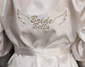 Personalized Satin Bridesmaid Robe: Embroidered Wedding Party Gift