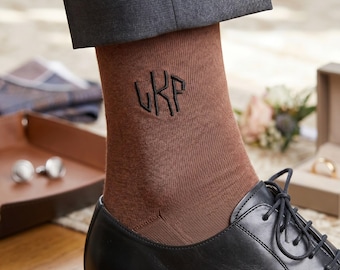 Personalized Bamboo Groom Socks, Embroidered Monogram, Wedding Gift