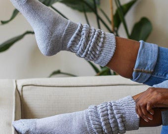 Cotton Slouch Socks | Knit Lounge Socks, Neutral Colors, Homewear Clothes