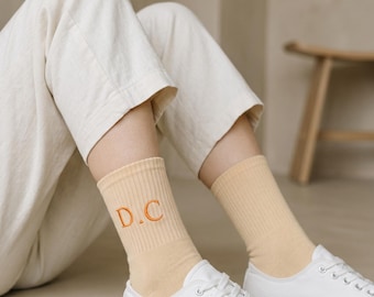 Chaussette à initiales brodées personnalisées, cadeau de mariage personnalisé, cadeau pour lui