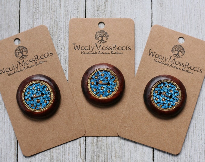 Hand-painted Wooden Flower Buttons {1.25"}