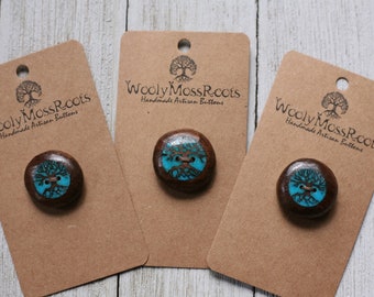 Inlay Turquoise Tree Buttons in Black Walnut {7/8" - 1"}
