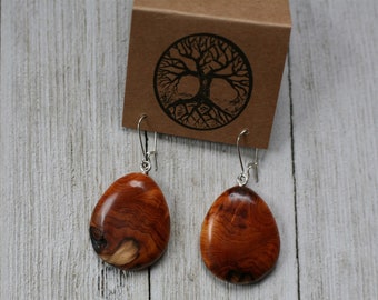 Wood Earrings in Oregon Yew