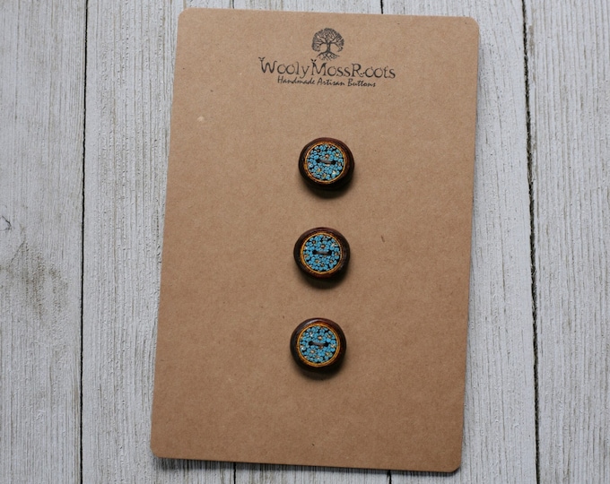 3 Hand-painted Wooden Flower Buttons {3/4"}