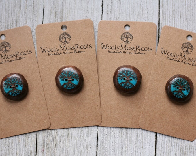 Inlay Turquoise Tree Buttons in Black Walnut