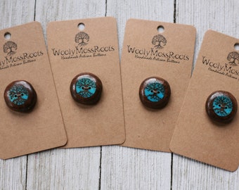 Inlay Turquoise Tree Buttons in Black Walnut {7/8"}