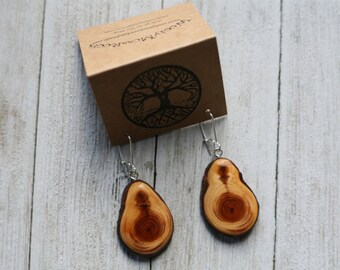 Wood Earrings in Oregon Yew