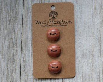 3 Wood Buttons in Red Cedar {5/8"}