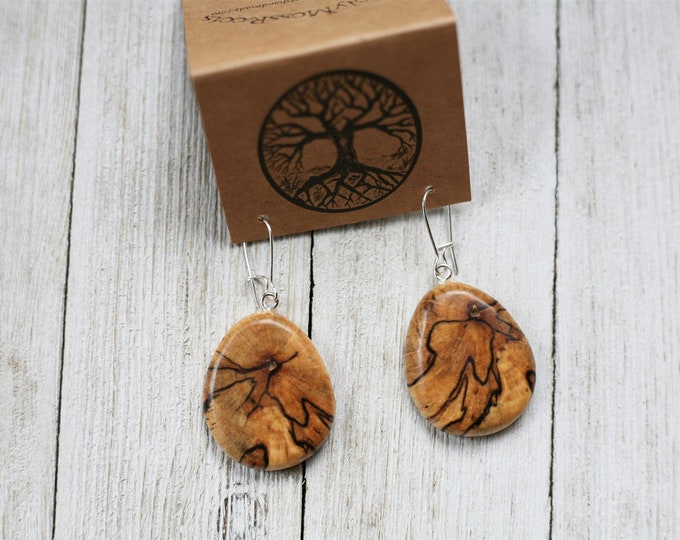 Wood Earrings in Spalted Vine Maple