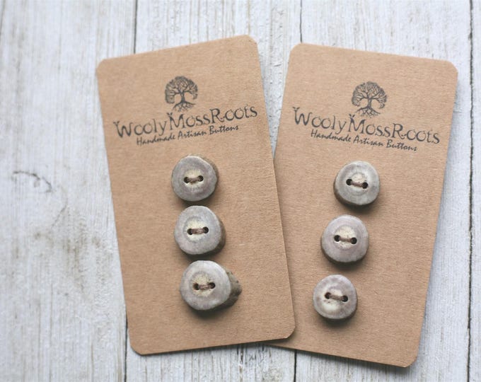 Sets of 3 Tiny Handmade Buttons in Shed Deer Antler