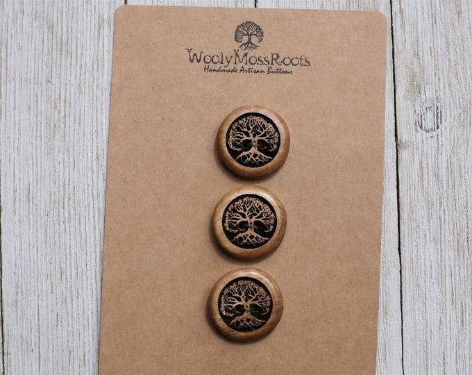 3 Tree Buttons in Oregon Myrtlewood