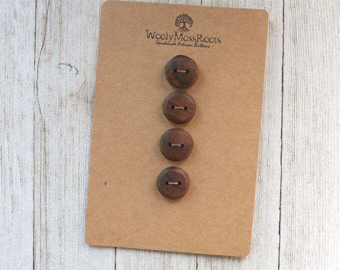 4 Rustic Buttons in Black Walnut Wood