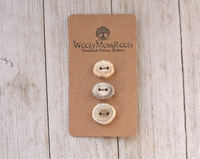 3 Handmade Buttons in Shed Deer Antler {Button Mix}