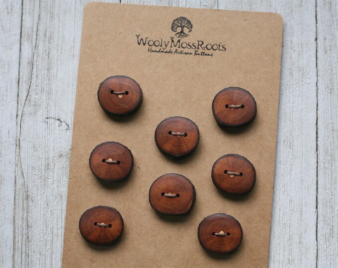 8 Rustic Branch Buttons in Huckleberry Wood