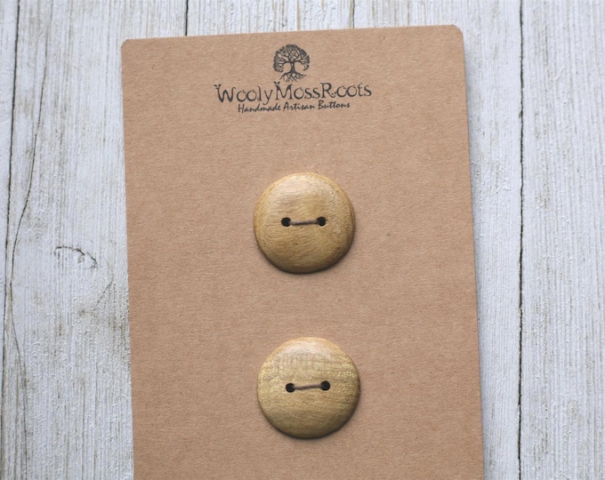 2 Handmade Buttons in Osage Orange Wood