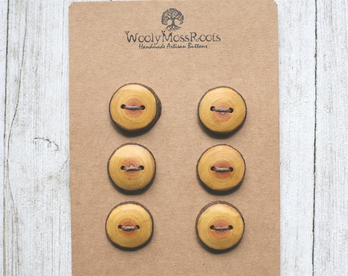 6 Handmade Rustic Branch Buttons in Oregon Cascara Wood