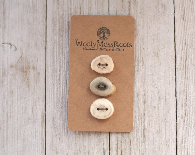 3 Handmade Buttons in Shed Deer Antler {Button Mix}