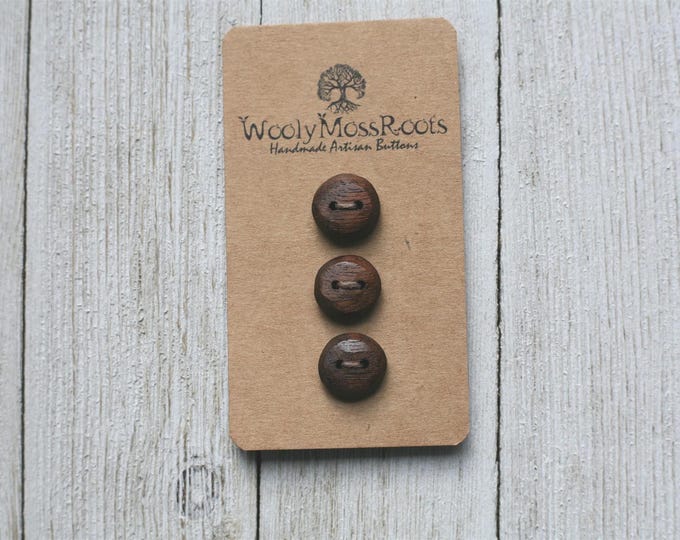 Handmade Buttons: 3 Rustic Buttons in Black Walnut Wood