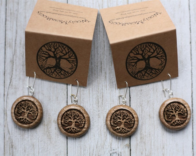 Tree Earrings in Oregon Myrtlewood