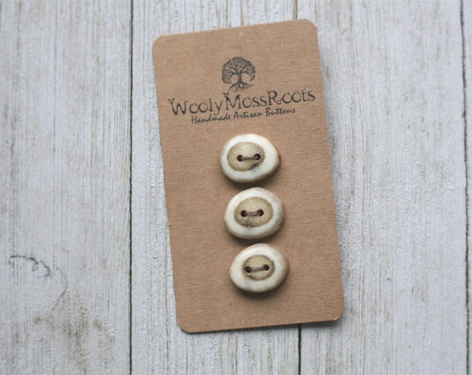 3 Handmade Buttons in Shed Deer Antler