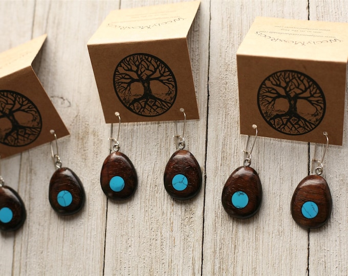 Black Walnut & Turquoise Earrings