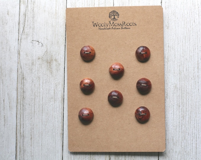SALE! 8 Handmade Wooden Buttons in Red Cedar