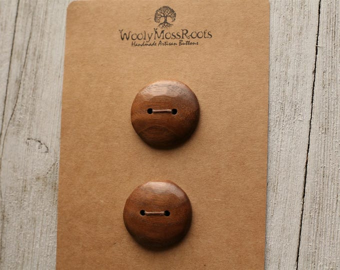 2 Wood Buttons in Black Walnut Wood {1.25"}