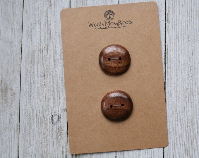 2 Wood Buttons in Black Walnut Wood {1.25"}