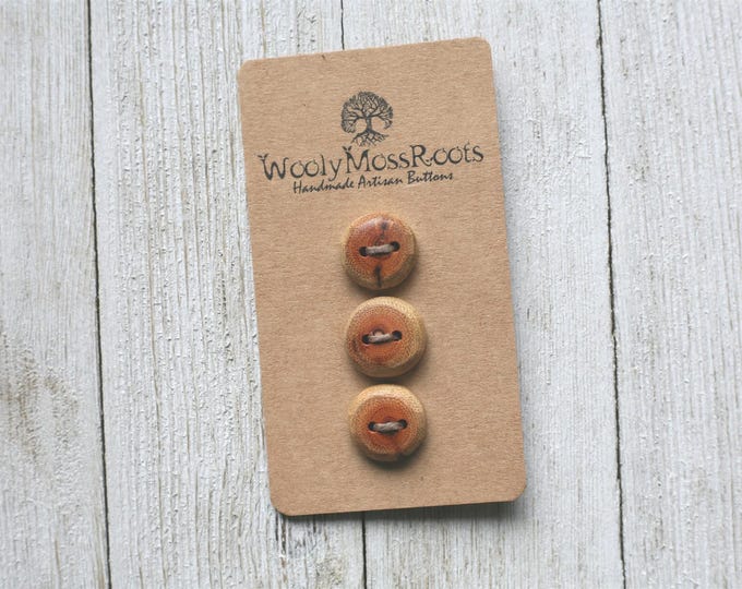 3 Handmade Wood Buttons in Buckthorn