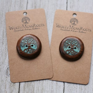 Inlay Turquoise Tree Buttons in Black Walnut 1 & 1/8 image 4
